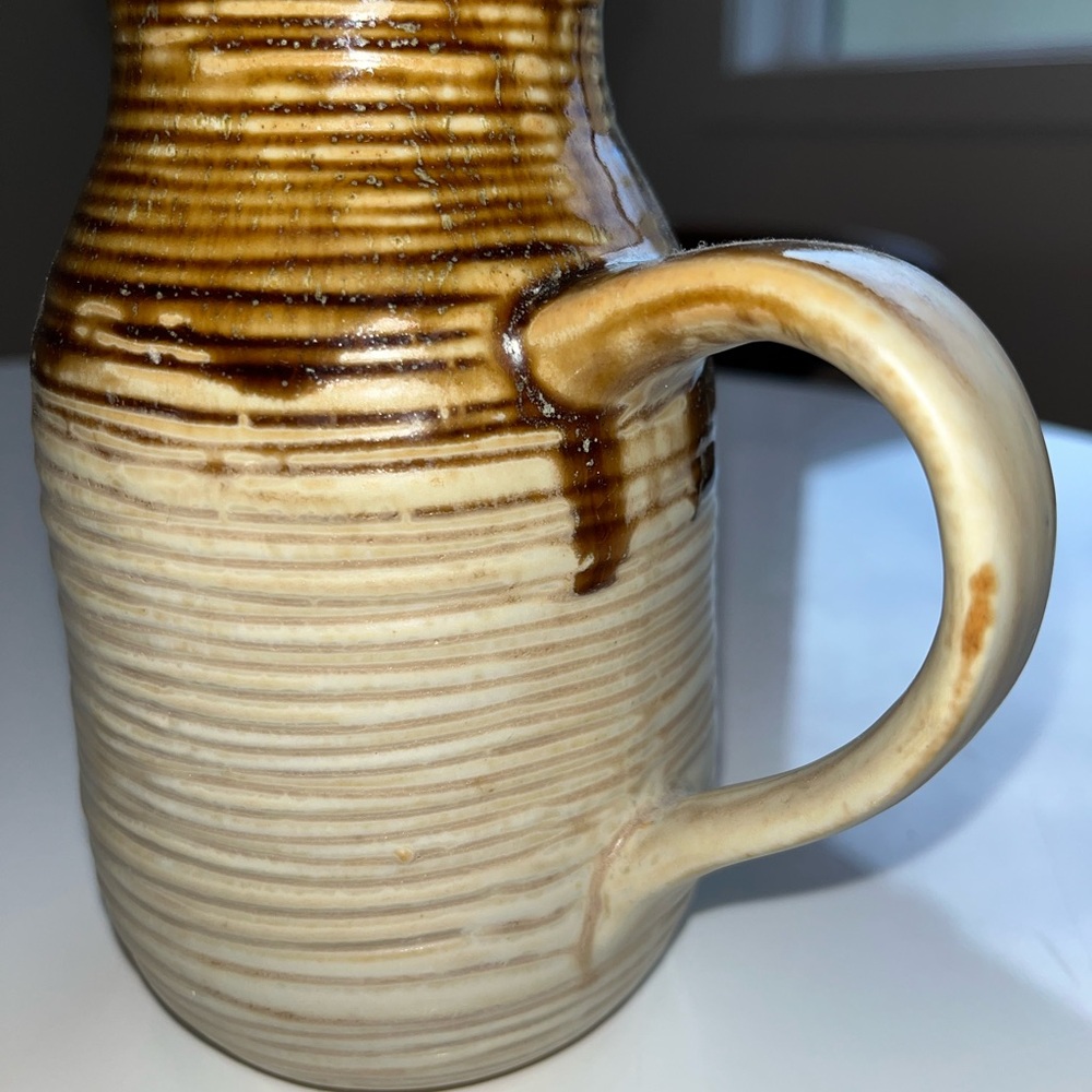 Rustic Handmade Two-Tone Ceramic Pitcher - Picture 10 of 10